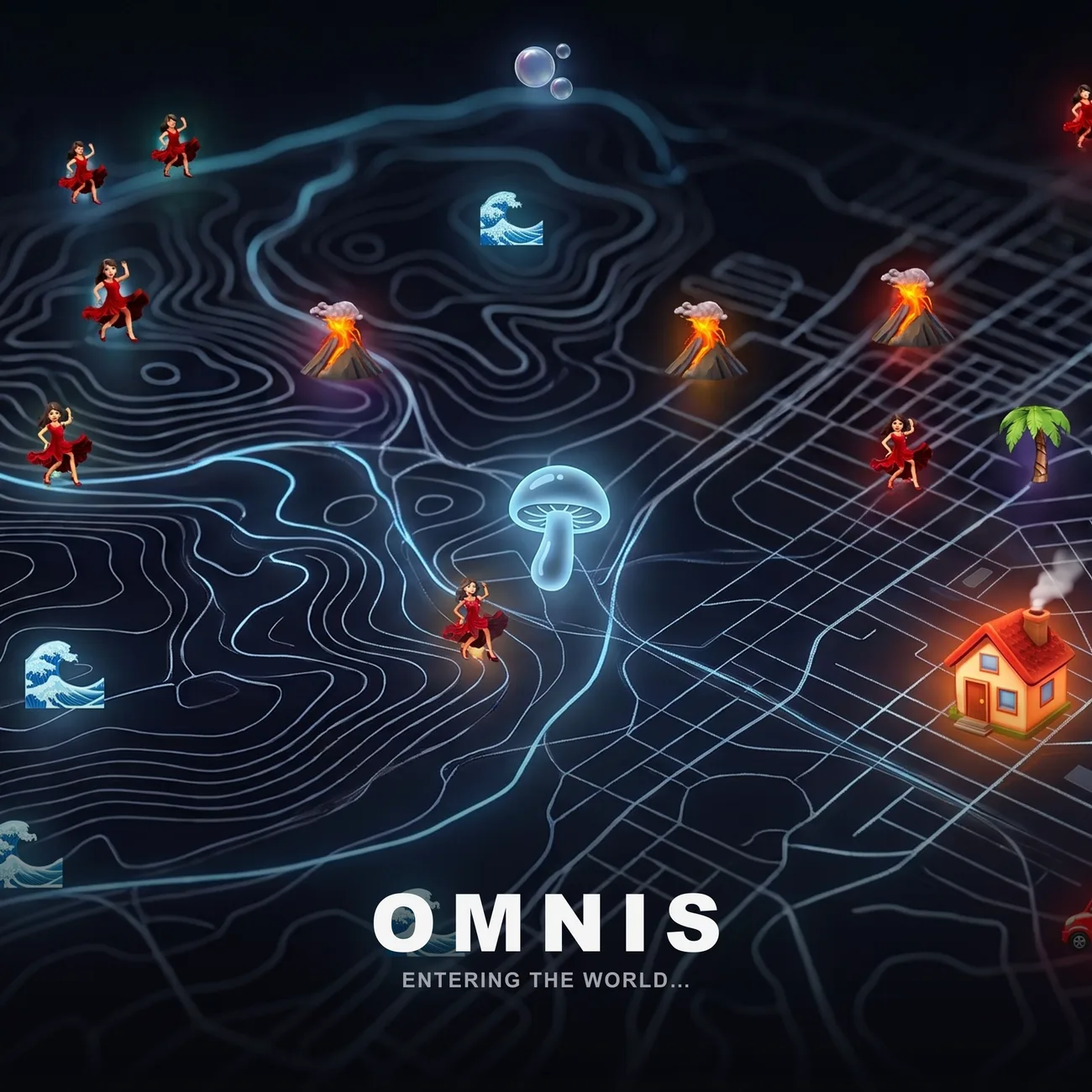 A structure taking root on a real-world map.